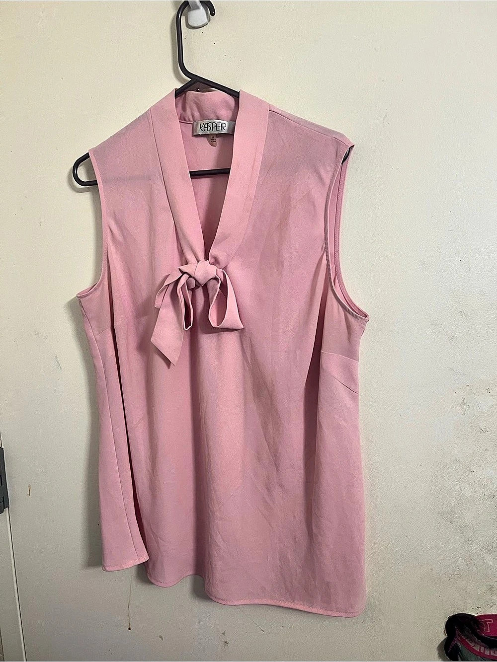 Kasper Pink Tie-Front Sleeveless Tunic Like New